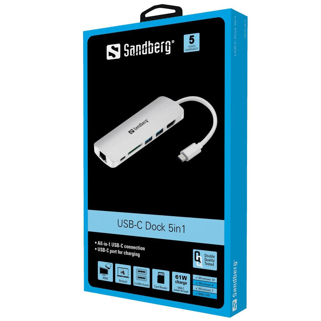 Sandberg 136-18 USB šakotuvas didelio greičio daugiaportis adapteris
