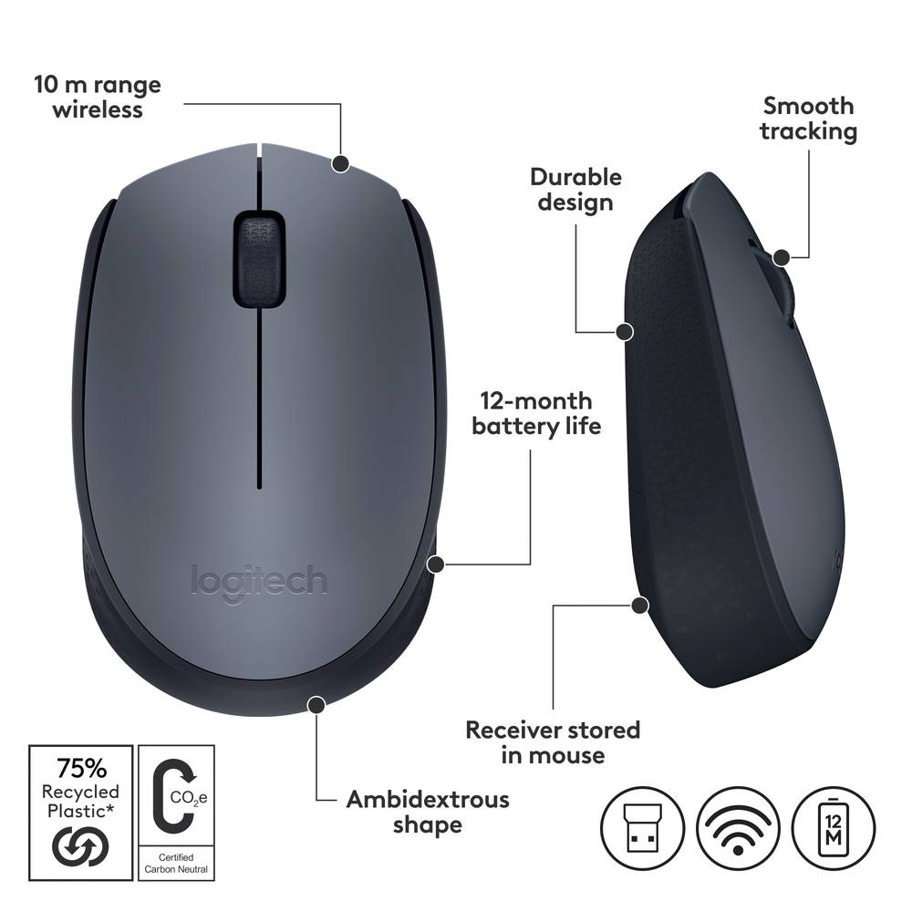 Logitech M170 910-004642 Belaidis Pelė Pilka
