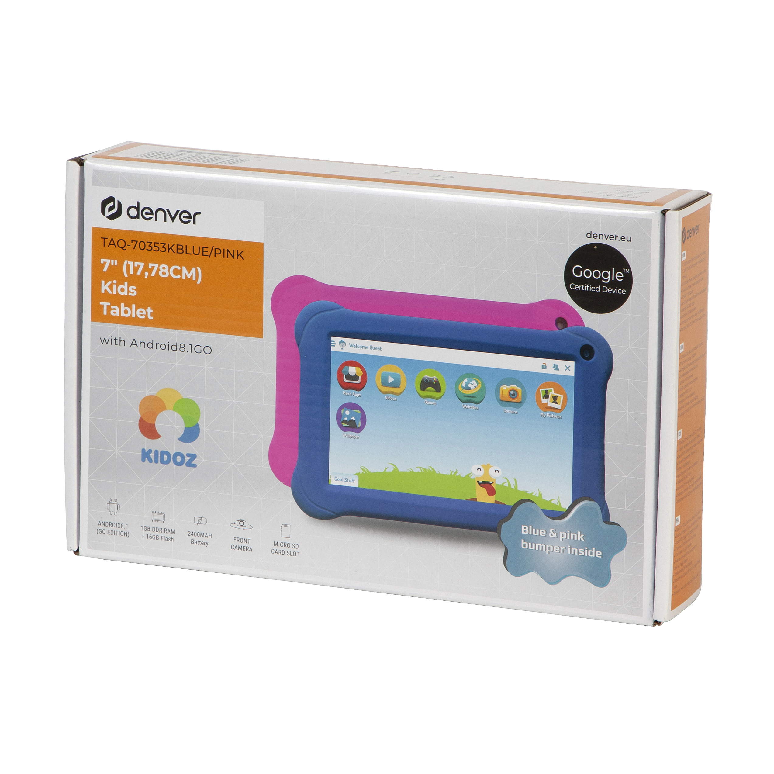 Denver TAQ-70353K 7-tolline Android tahvelarvuti Sinine Roosa