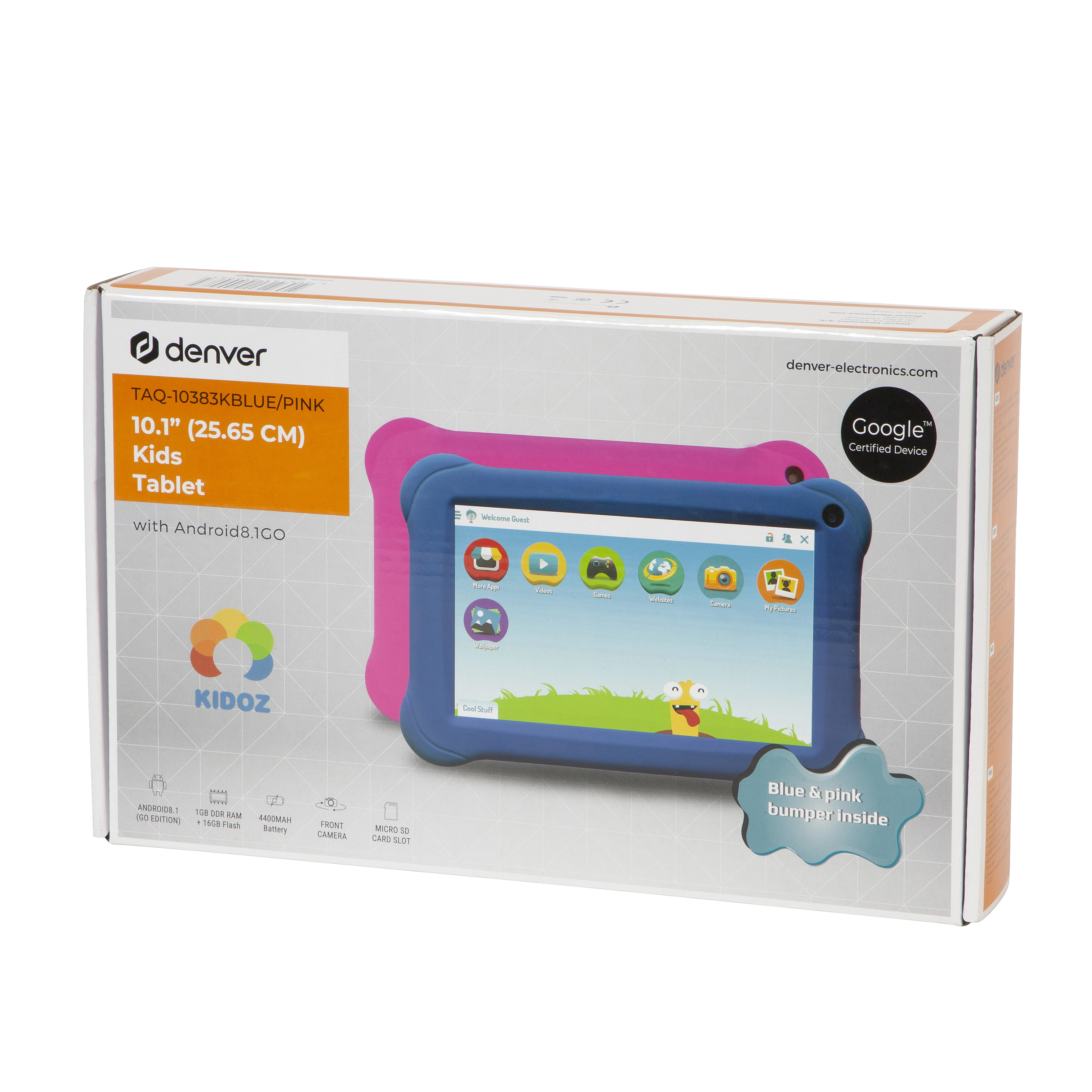 Планшет Denver TAQ-10383K 10.1 дюйма 16GB Android 8.1 синий розовый