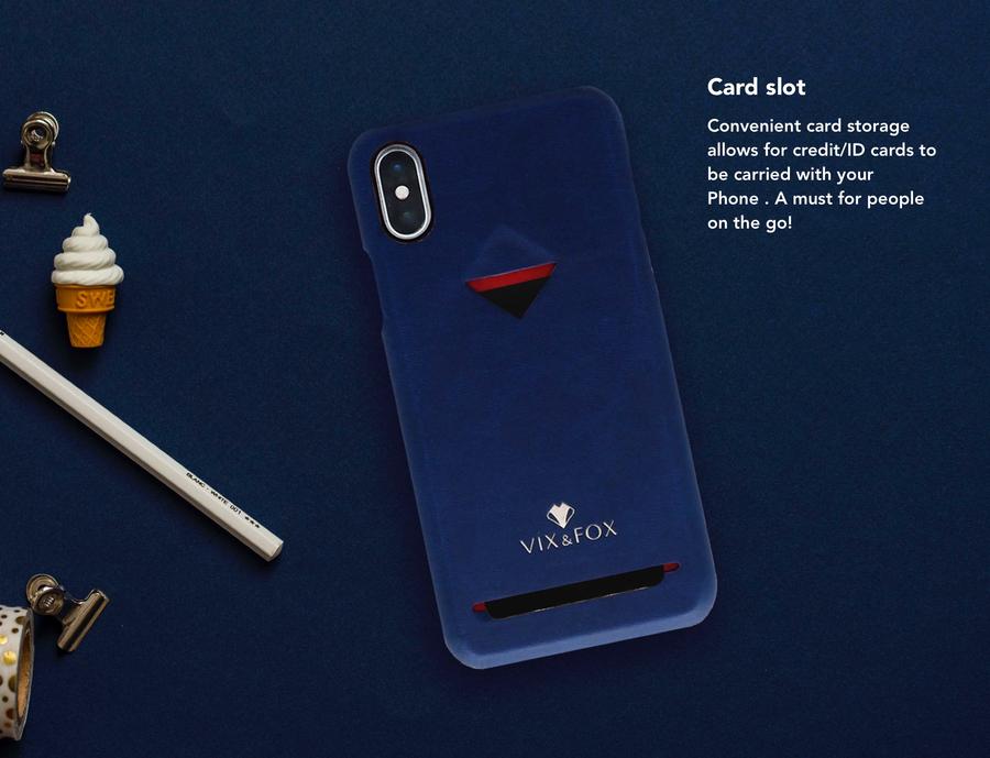 VixFox iPhone 7/8 Plus Navy Blue Card Slot Back Shell
