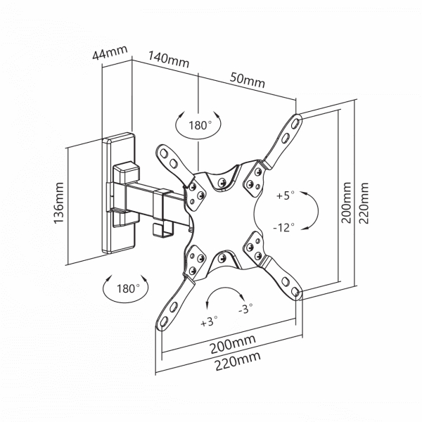 Sbox LCD-221 Adjustable TV Wall Mount 13-43 inch