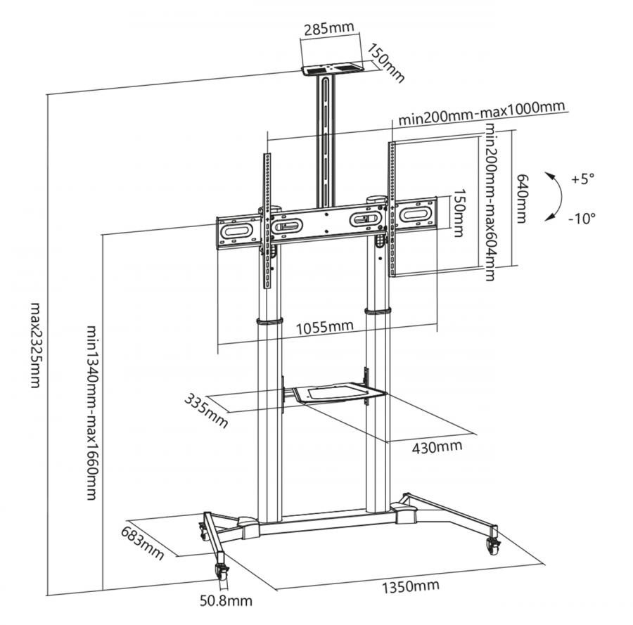Sbox FS-3610 LED TV Stand 60-100" Ultra-Large 100kg