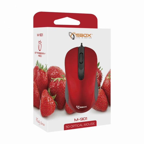 Sbox M-901 Optical Mouse  Red