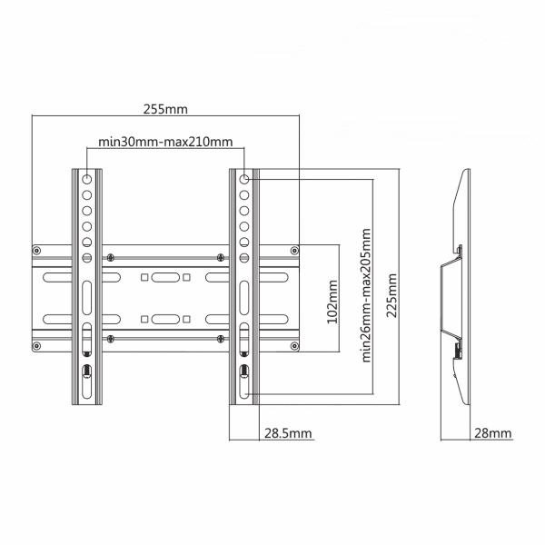 Sbox PLB-2522F 23"-43" LED TV kinnitus 35kg