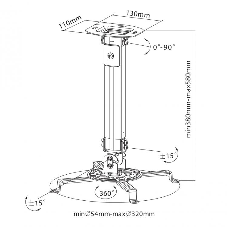 Sbox PM-18S Projector Ceiling Mount Adjustable
