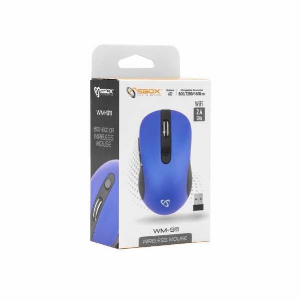 Sbox WM-911BL Синяя Беспроводная Мышь Эргономичный Дизайн