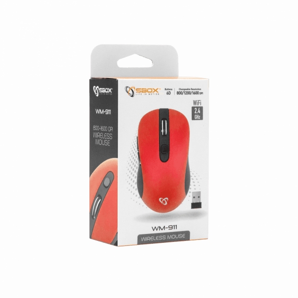 Sbox WM-911R Punane Juhtmevaba Hiir