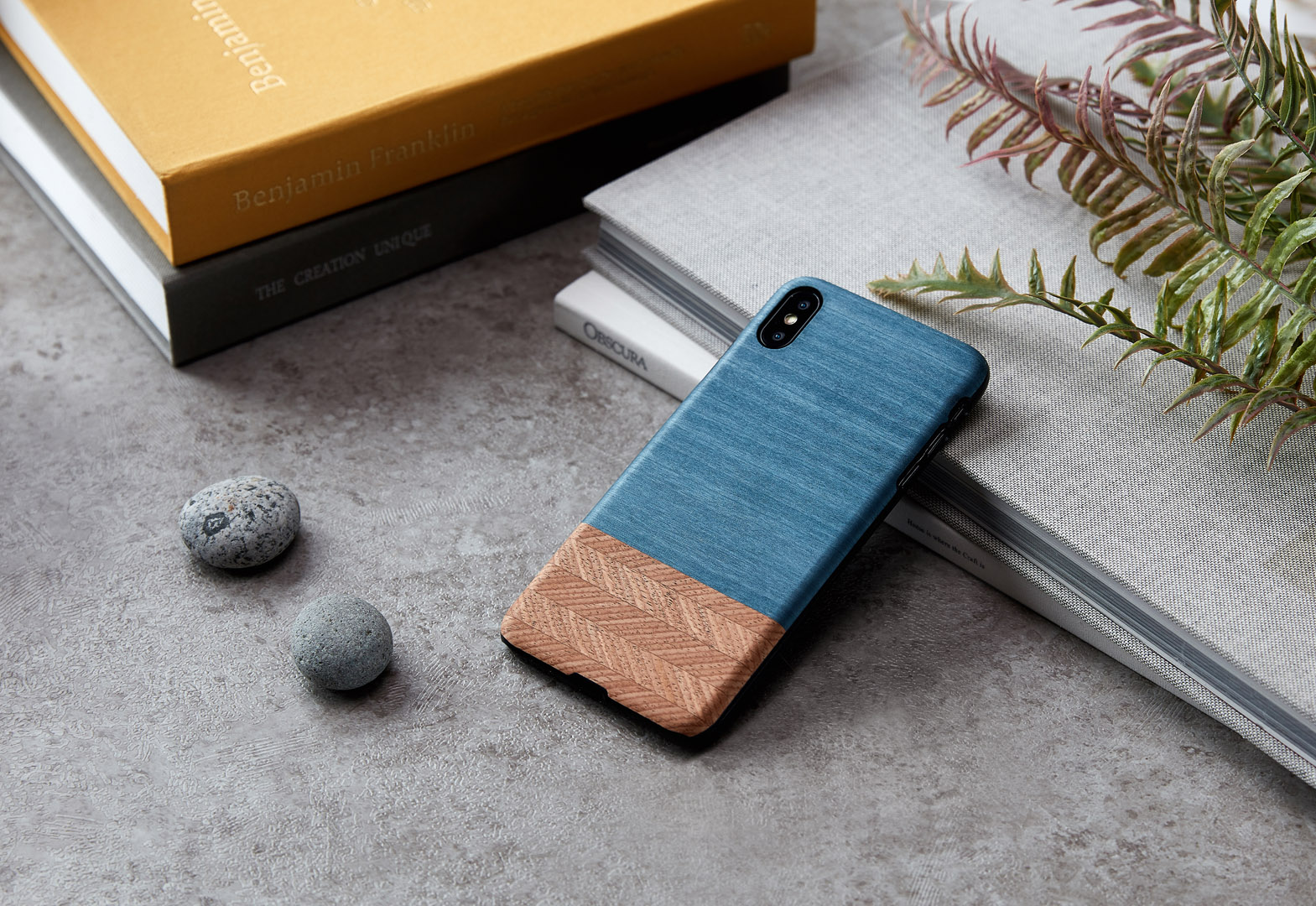MAN&WOOD iPhone XS Max Džinsa Melns Vāciņš