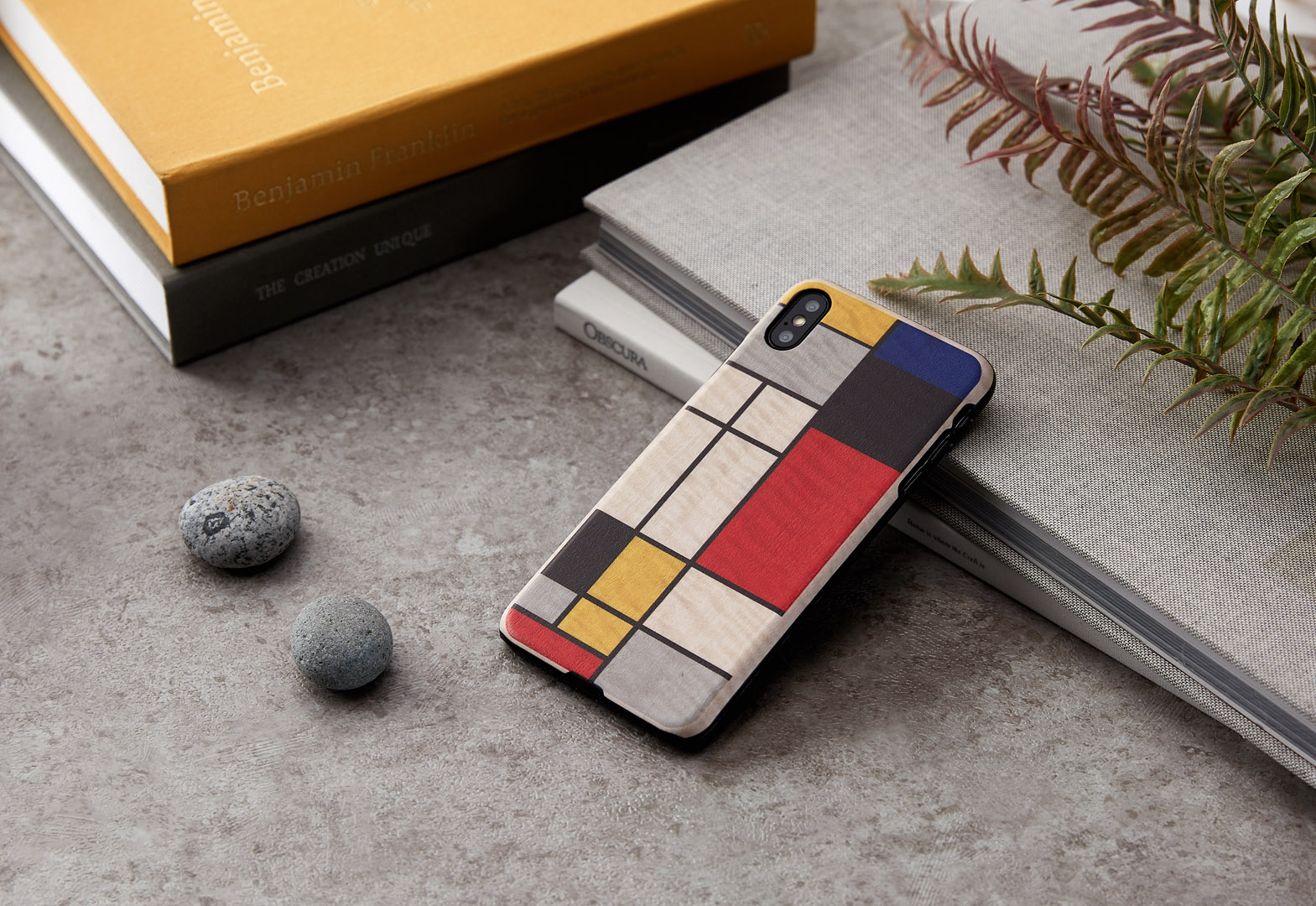 Чехол MAN&WOOD iPhone X/XS Модриан Дерево Белый