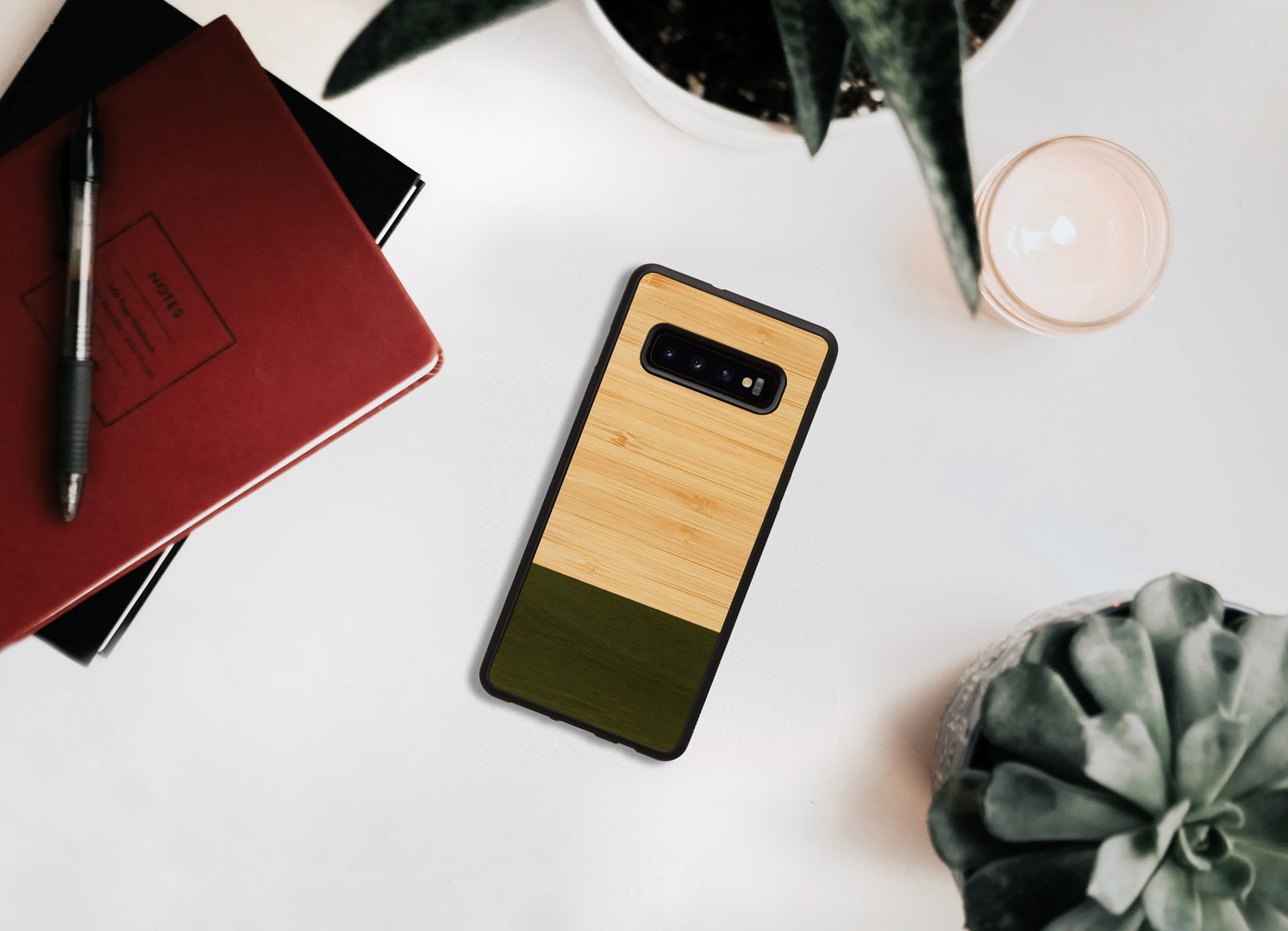 MAN&WOOD Galaxy S10 Plus Bambusa Meža Melnā Vāciņš