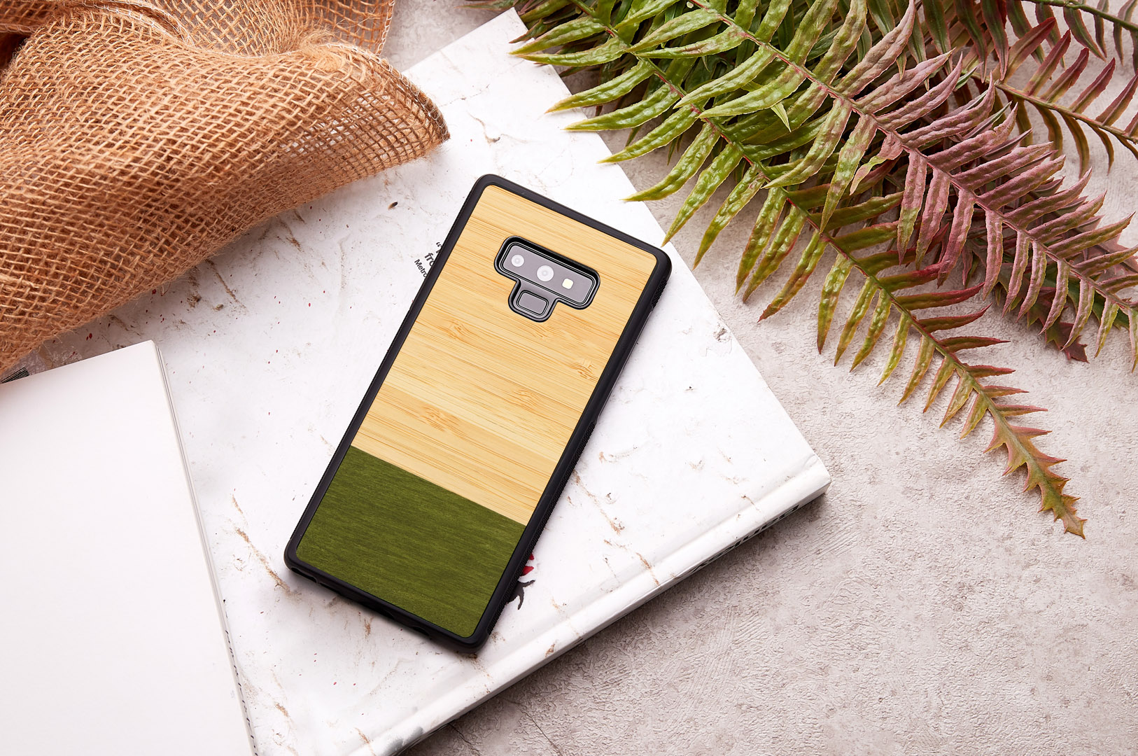 MAN&WOOD Galaxy Note 9 maciņš Bambusa mežs Melns