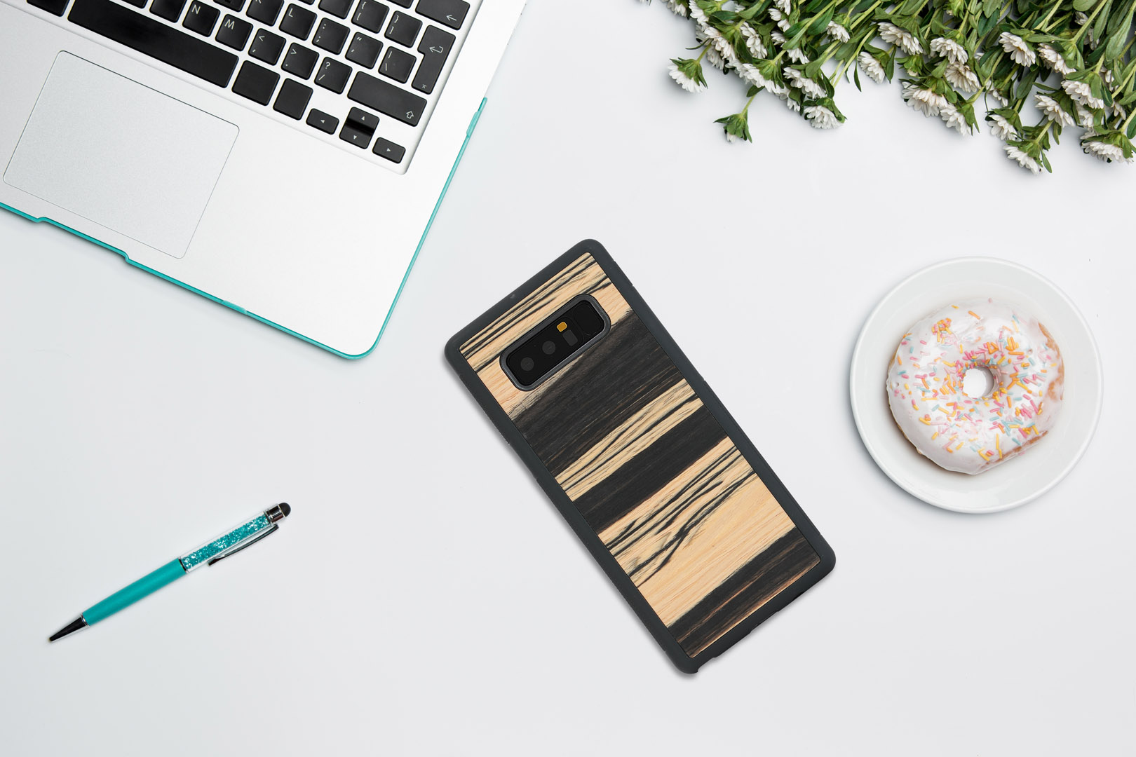 MAN&WOOD Galaxy Note 8 Case White Ebony Black