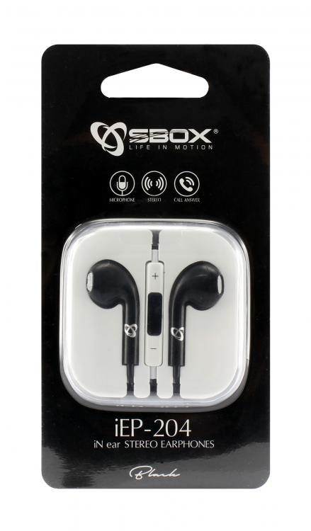 Наушники Sbox IEP-204B с микрофоном черные