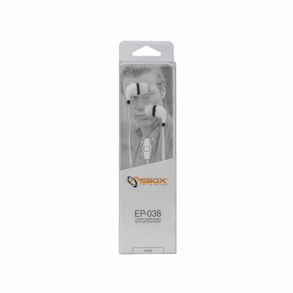 Sbox EP-038 Baltos Stereo Ausinės su Mikrofonu