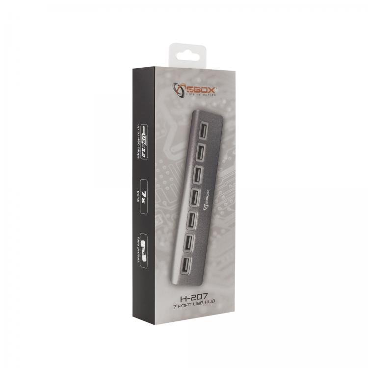 Sbox H-207 7 Portu USB HUB Ātrā Uzlāde un Datu