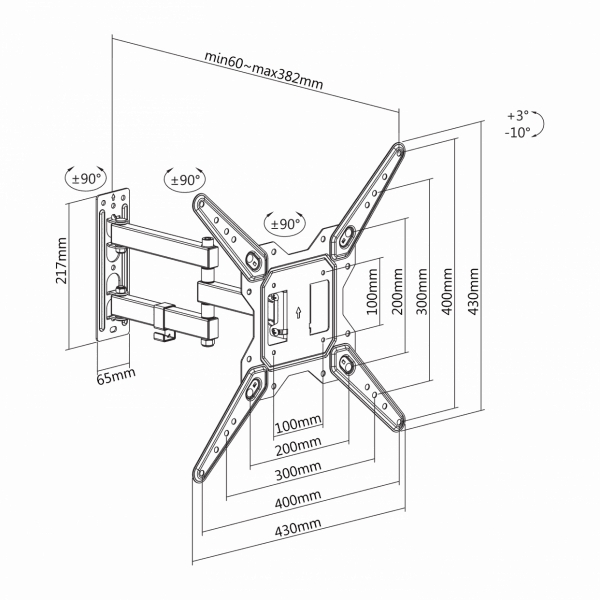 Sbox LCD-443 Wall Mount 23-55 inch 30kg Capacity