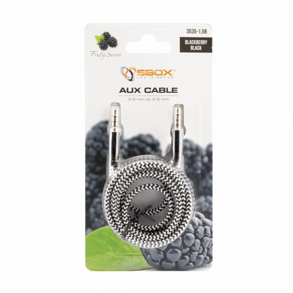 Sbox 3535-1.5B AUX kabelis 3.5mm pie 3.5mm Melns