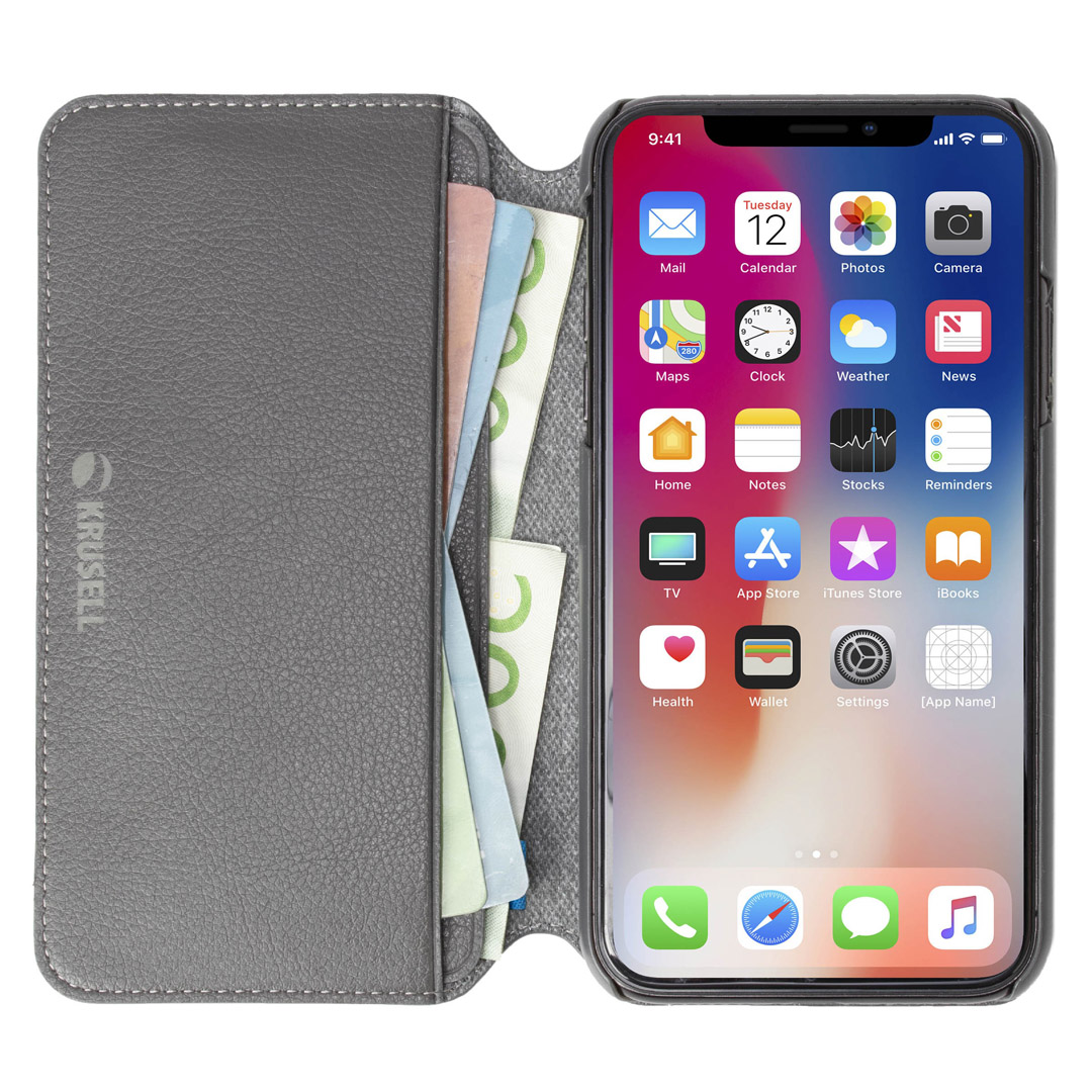 Krusell Pixbo 4 kortelių SlimWallet iPhone XS Max pilkas