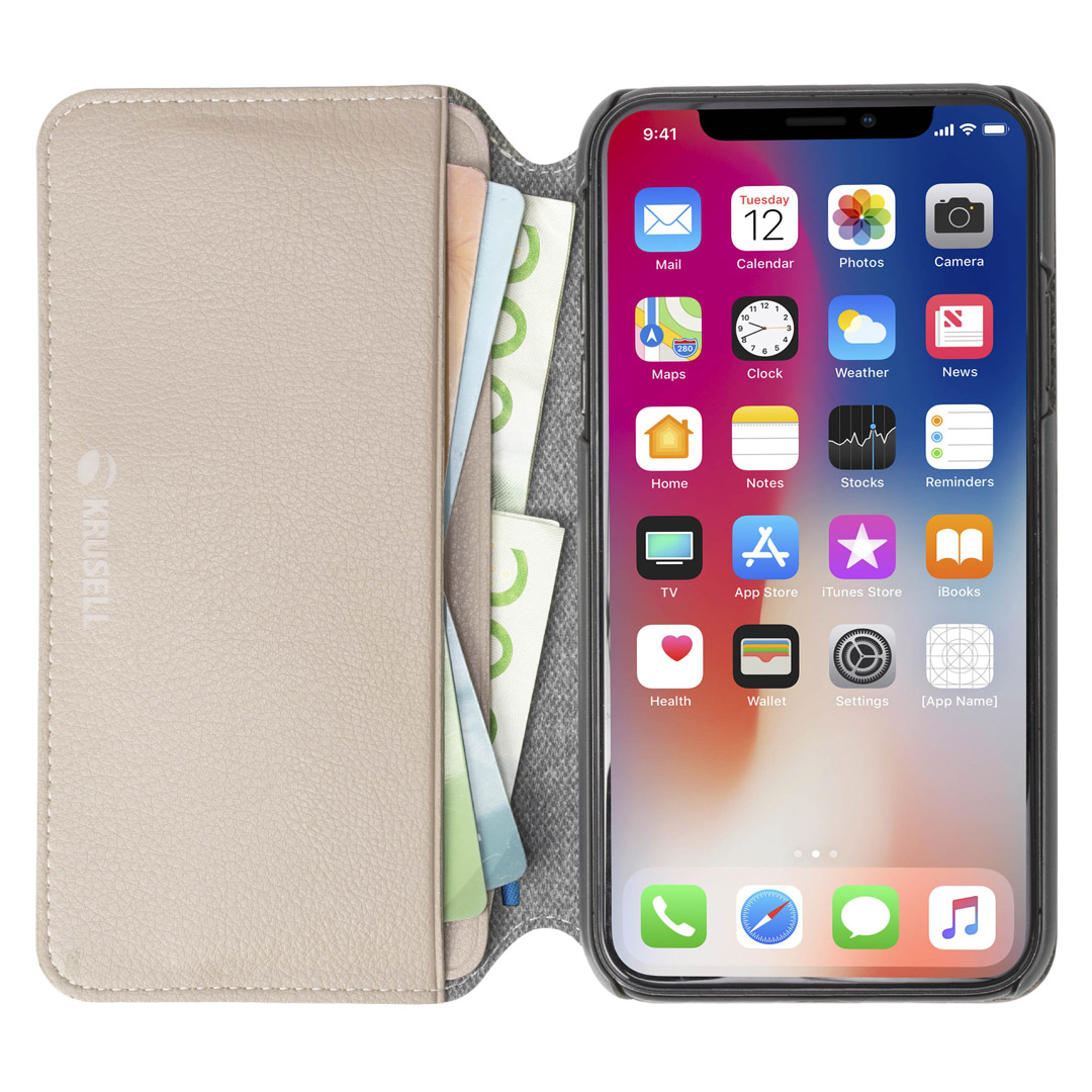 Krusell Pixbo 4 Kartes Maks iPhone XS Max Bēša Vāciņš