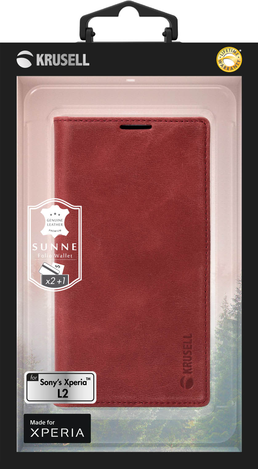 Krusell Xperia L2 Sunne Maki Maciņš Vintage Sarkanā