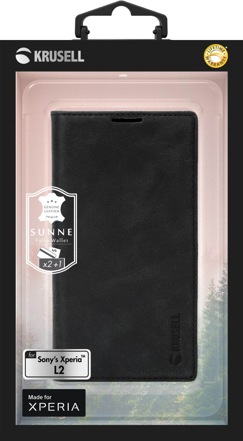 Krusell Sunne Sony Xperia L2 Wallet Case Vintage Black