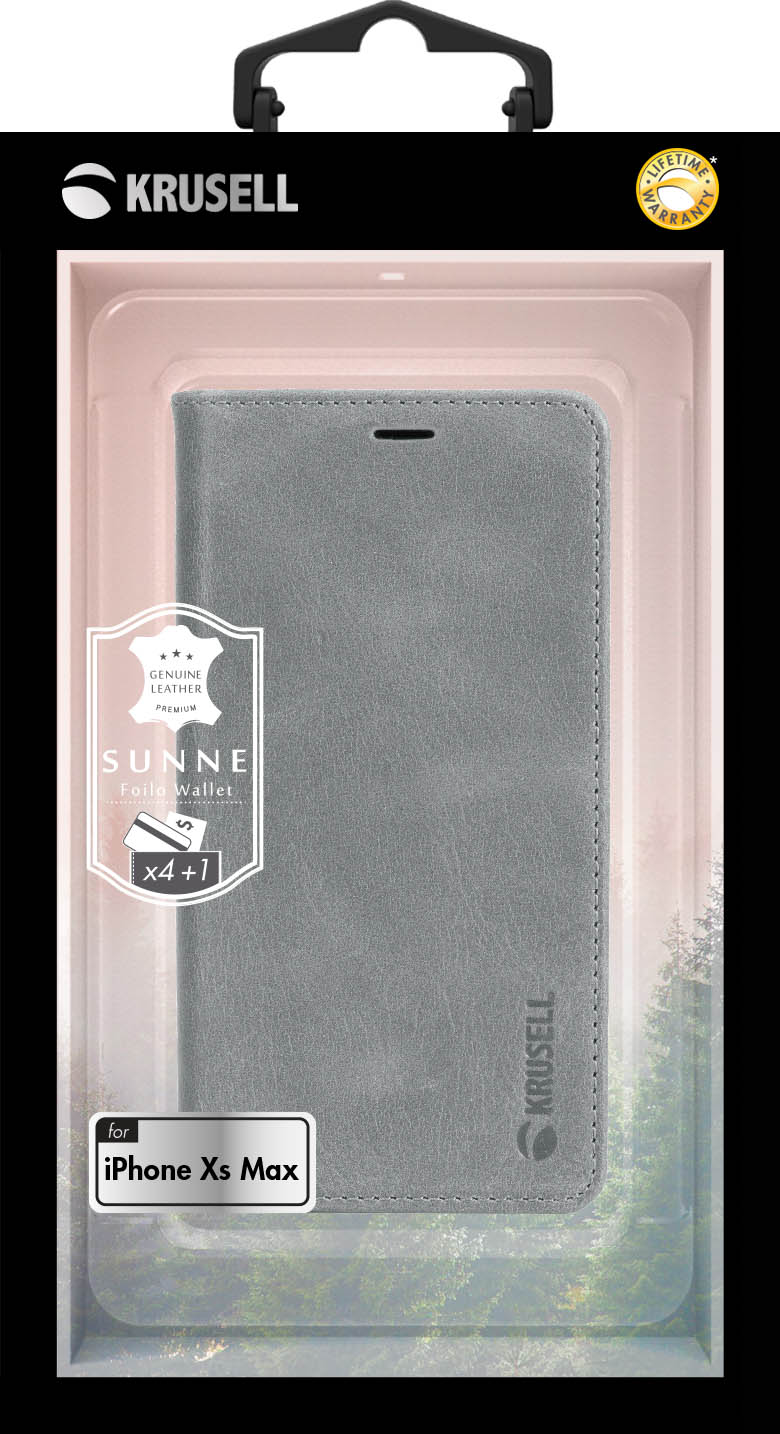 Krusell Sunne 4 Card FolioWallet iPhone XS Max Grey