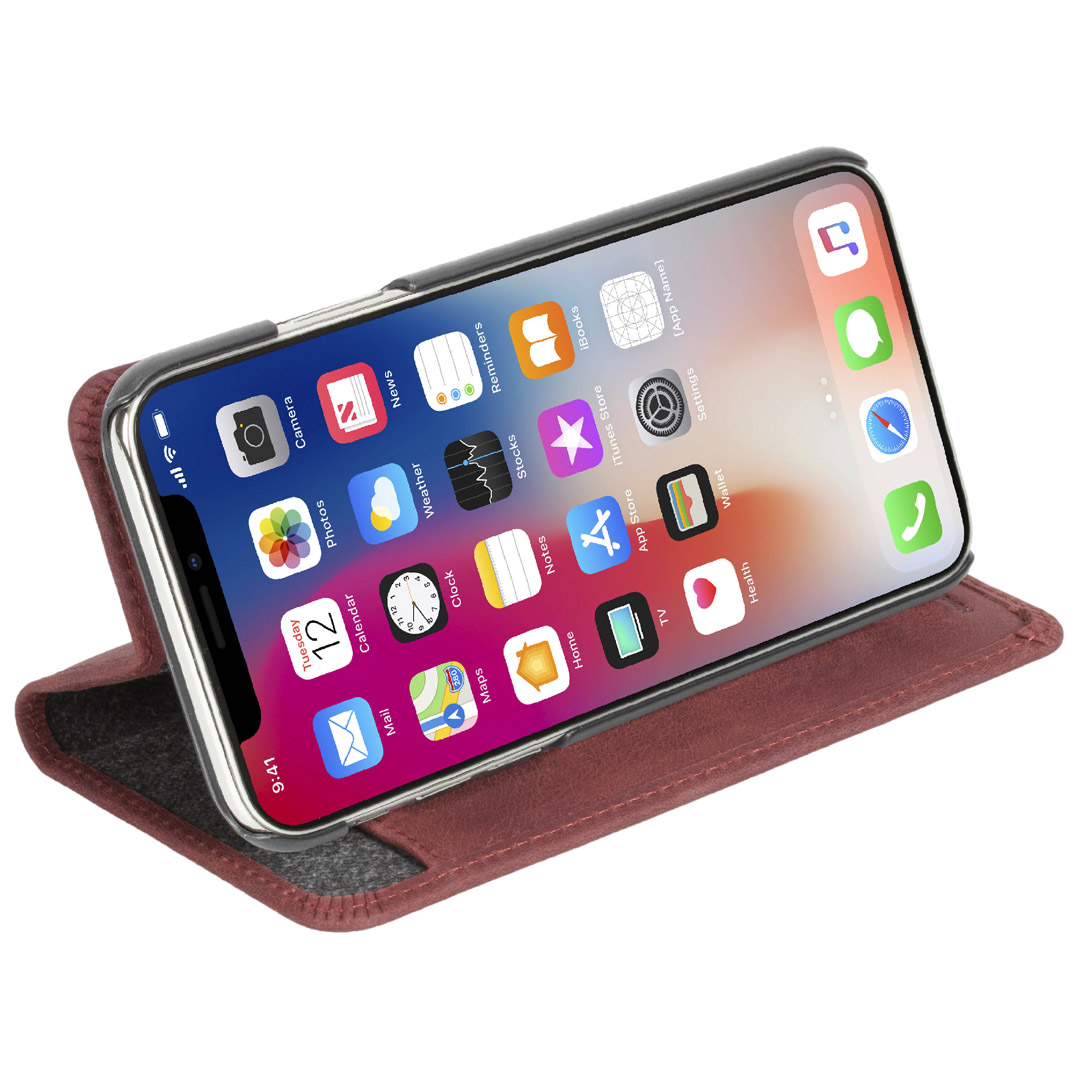 Krusell Sunne 4 kortelių folio piniginė iPhone XS Max senovinė raudona