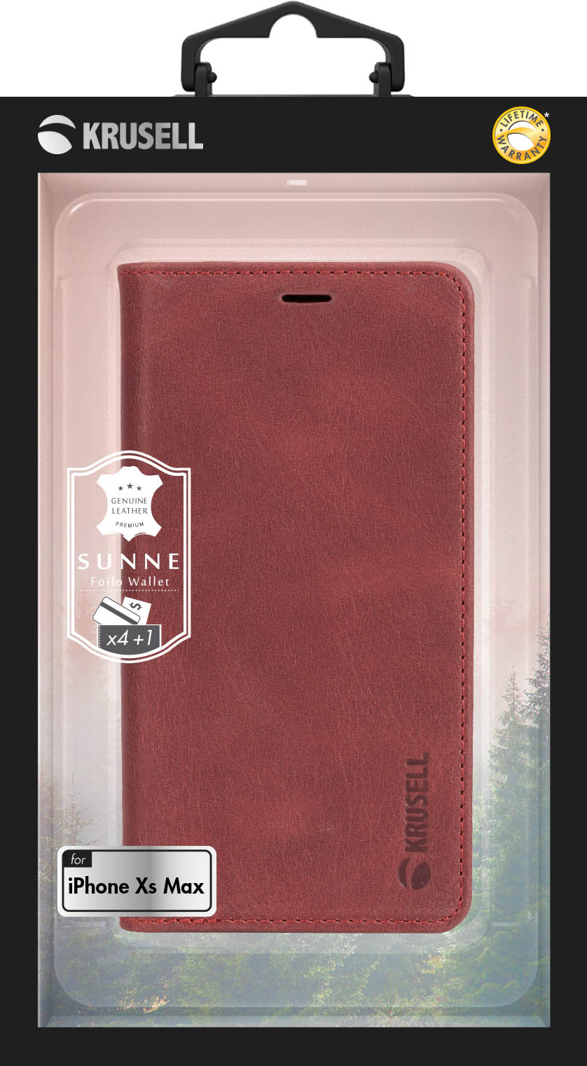 Krusell Sunne 4 kortelių folio piniginė iPhone XS Max senovinė raudona