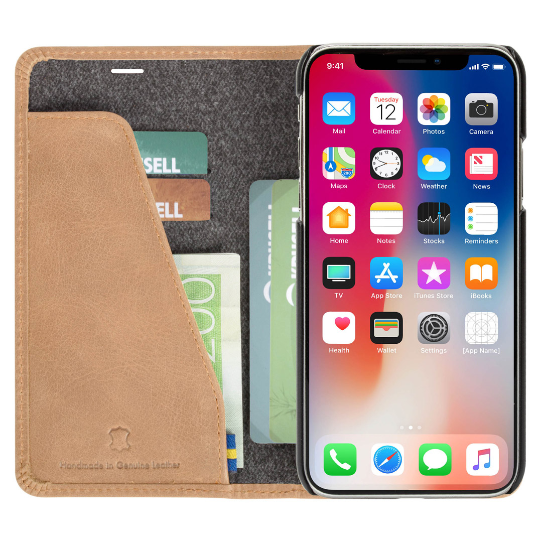 Krusell Sunne 4 karšu foliomaks iPhone XS Max Vintage Nude