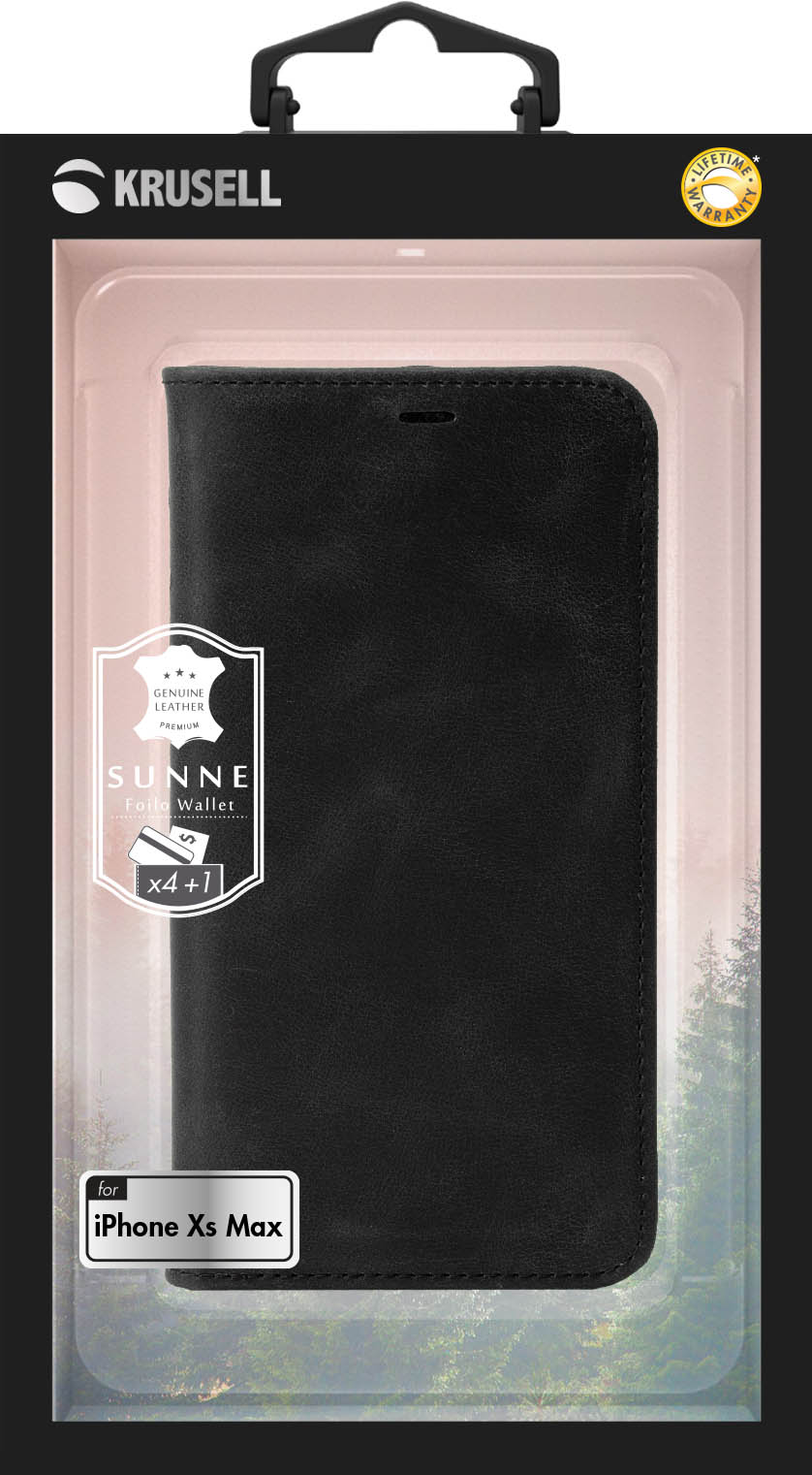 Krusell Sunne 4 kaardi folio iPhone XS Max rahakott must