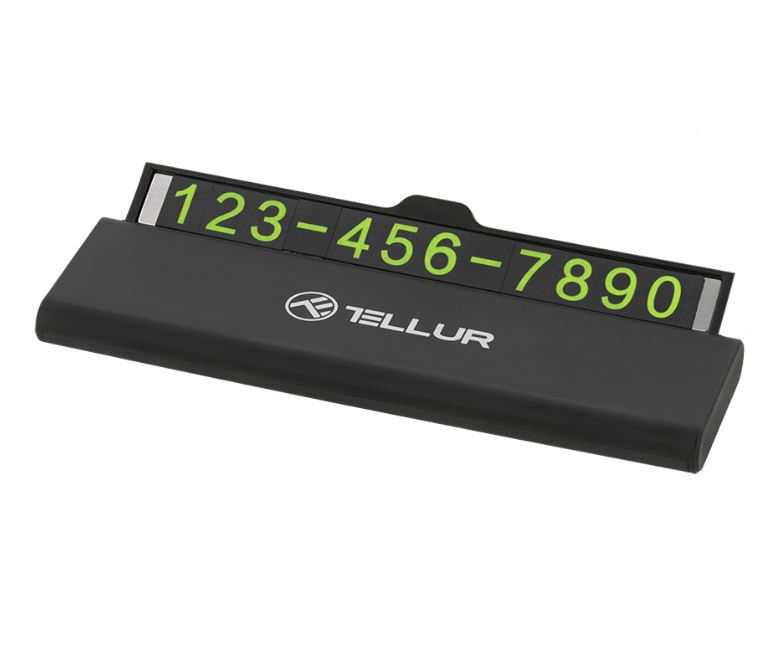 Tellur Temporary Car Parking Phone Number Card Black