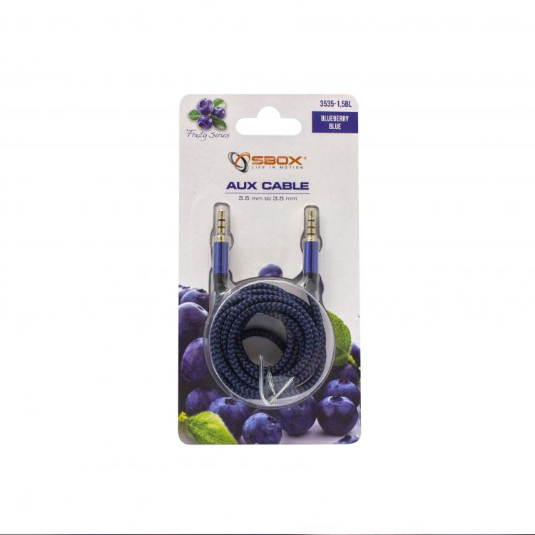 Sbox 3535-1.5BL AUX kabelis Melleņu zils 3.5mm audio