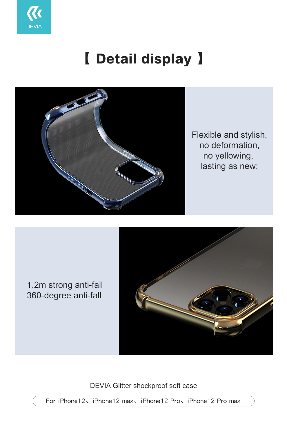 Devia iPhone 12 Pro Max Hõbedane Läikiv Põrutuskindel Korpus