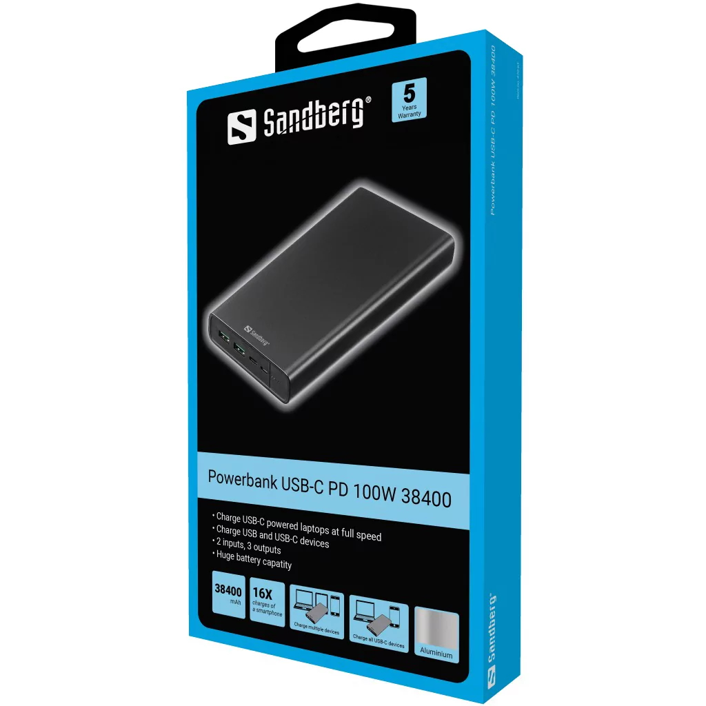 Sandberg 420-63 Powerbank USB-C PD 100W 38400mAh