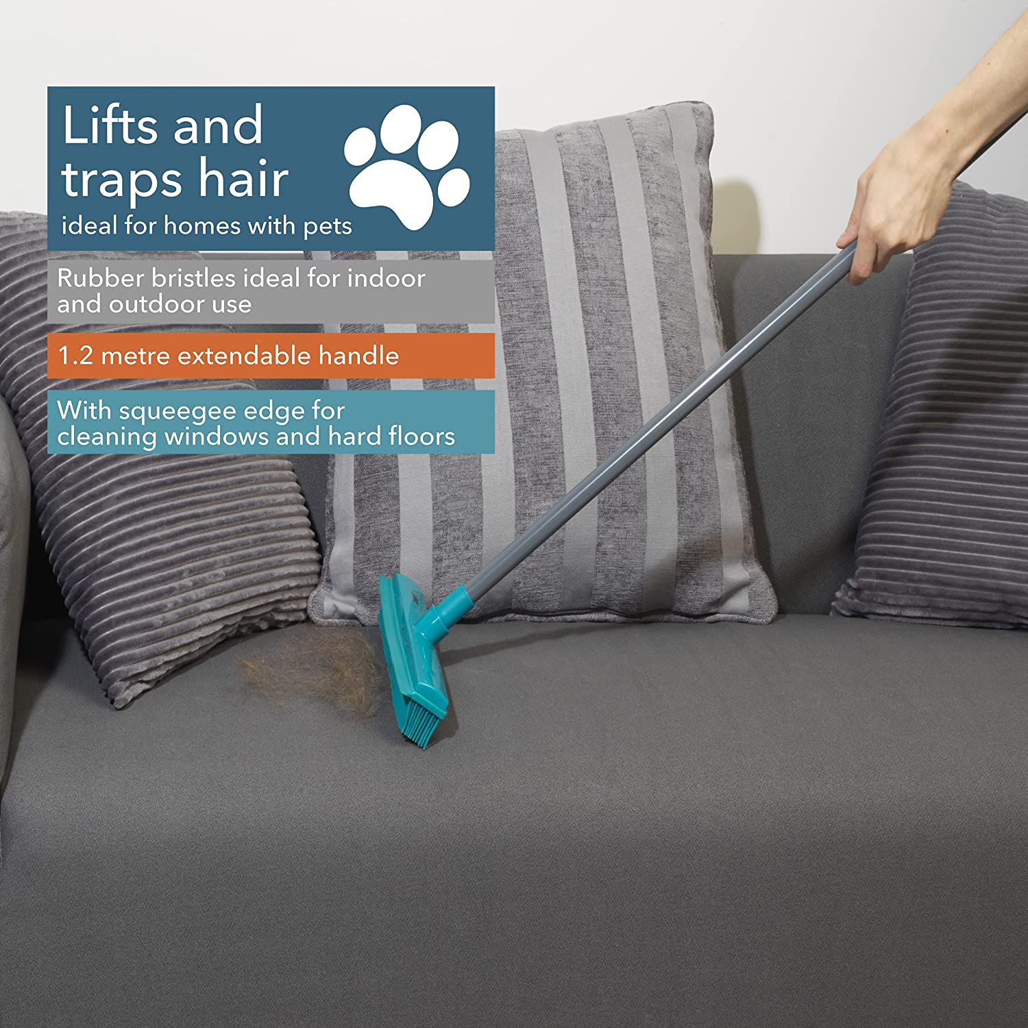 Beldray LA024350TQFEU7 Pet Plus+ Rubber Head Broom