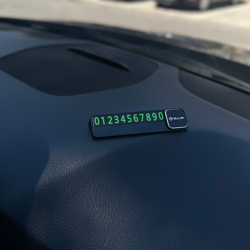 Tellur Basic Temporary Car Parking Phone Number Card Plastic Black