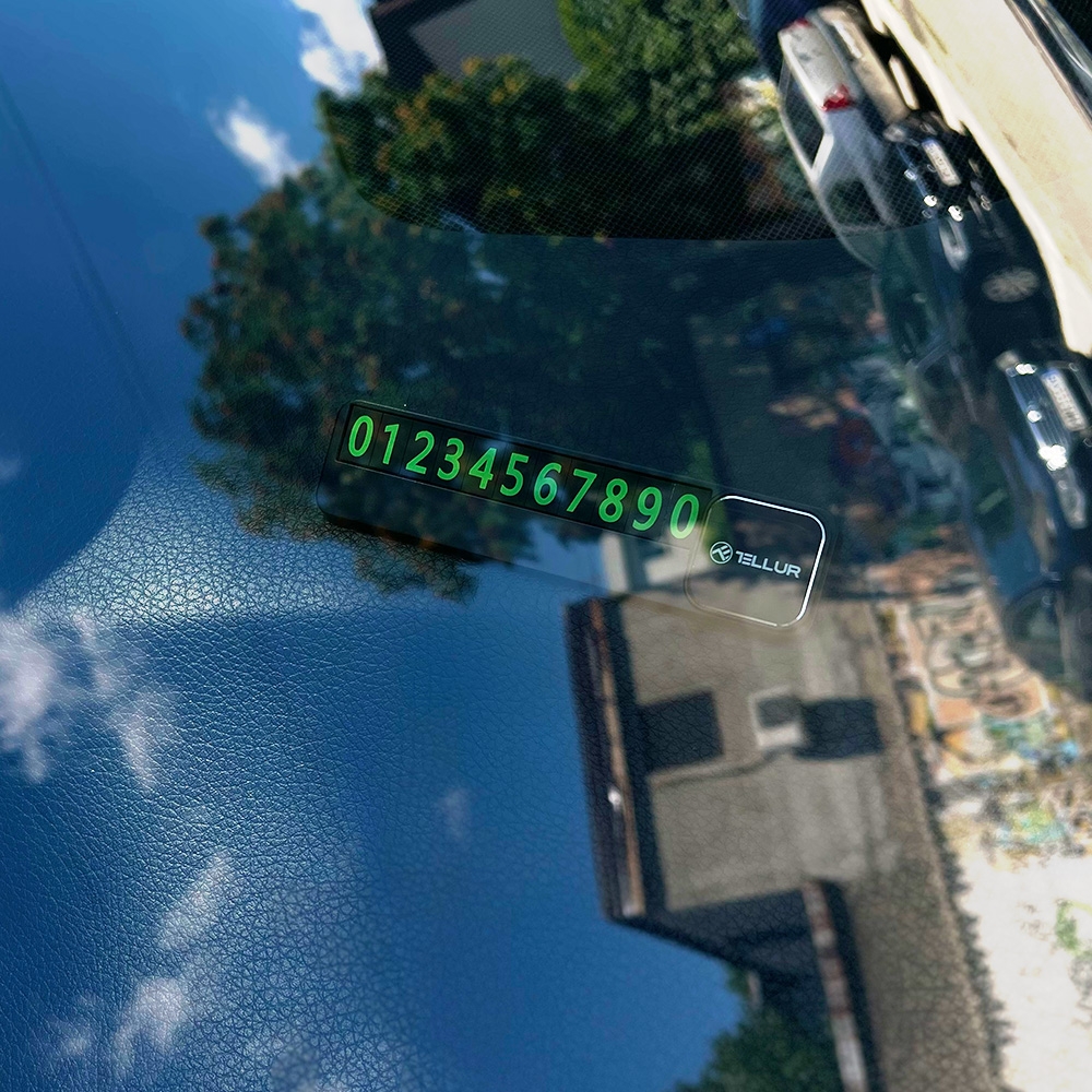 Tellur Basic Temporary Car Parking Phone Number Card Plastic Black