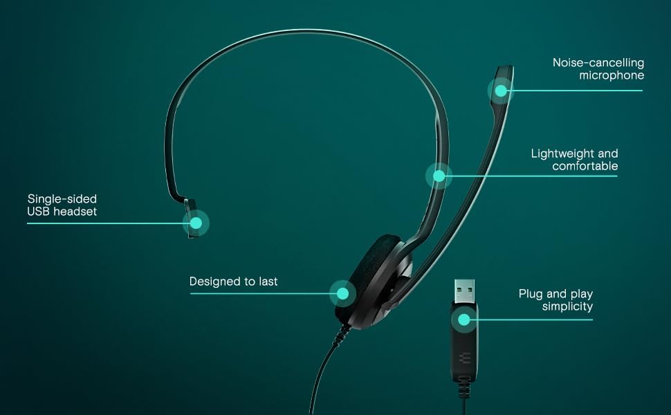 Sennheiser PC 7 USB Headset For Internet Communication And E-learning Black