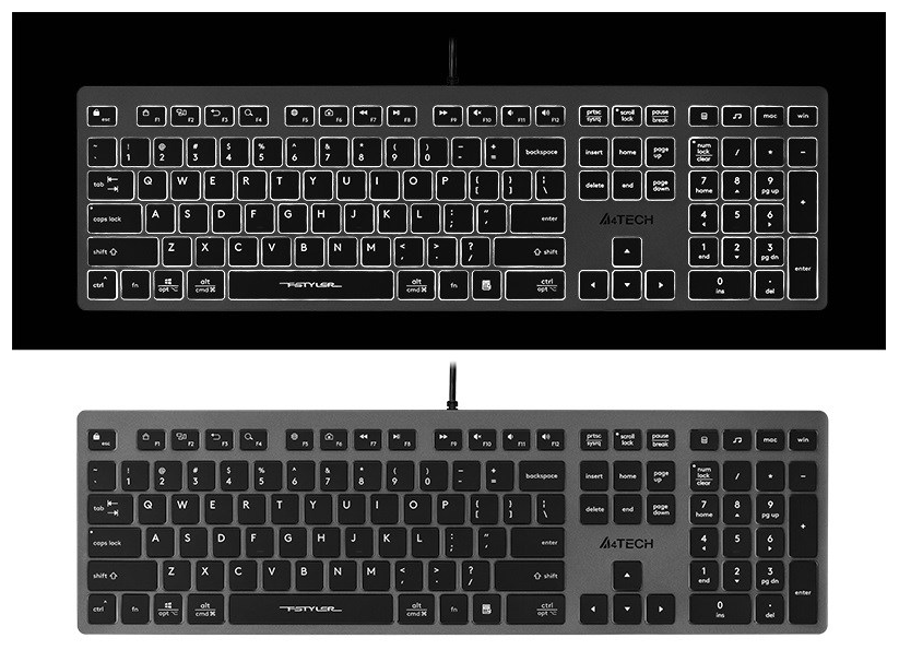 A4Tech 47125 FSTYLER FX60H Grey White Backlit