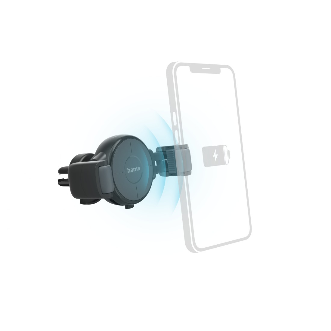 Hama 00201677 FC10 Flex-Set Car Mobile Phone Charger 10W Wireless, QI Charge, anthracite