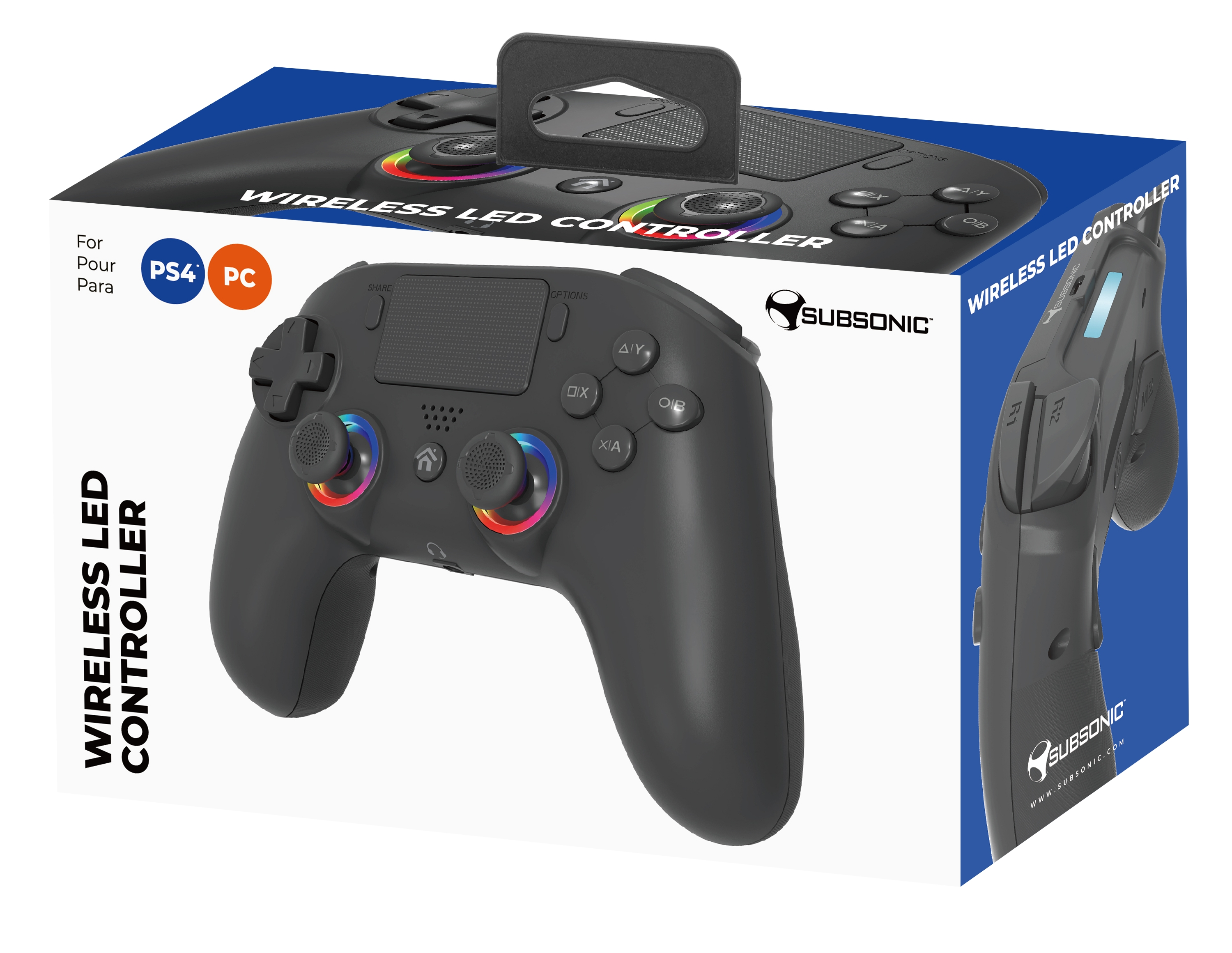 Subsonic Wireless Led Controller Black for PS4/PC