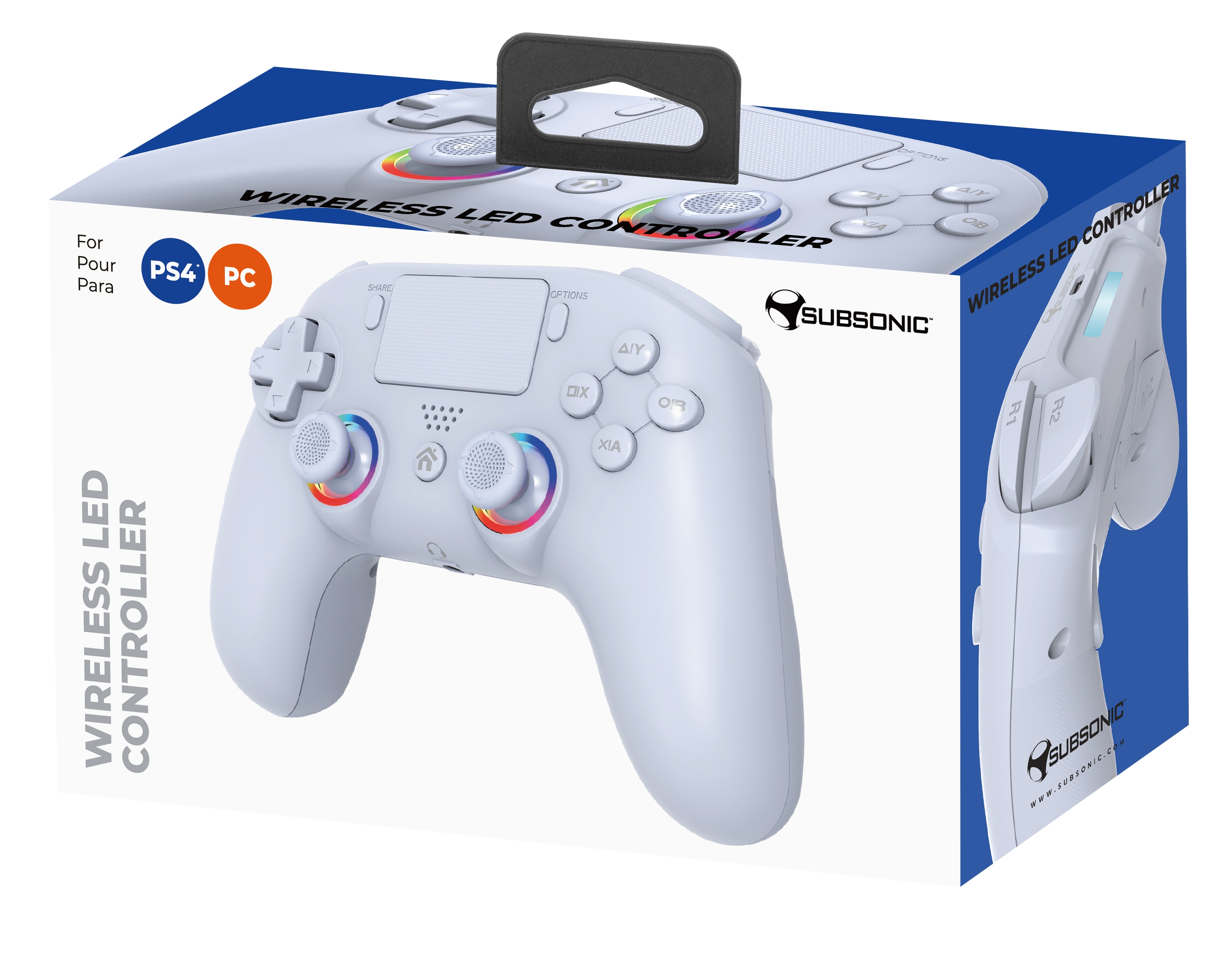 Subsonic Wireless Led Controller White for PS4/PC