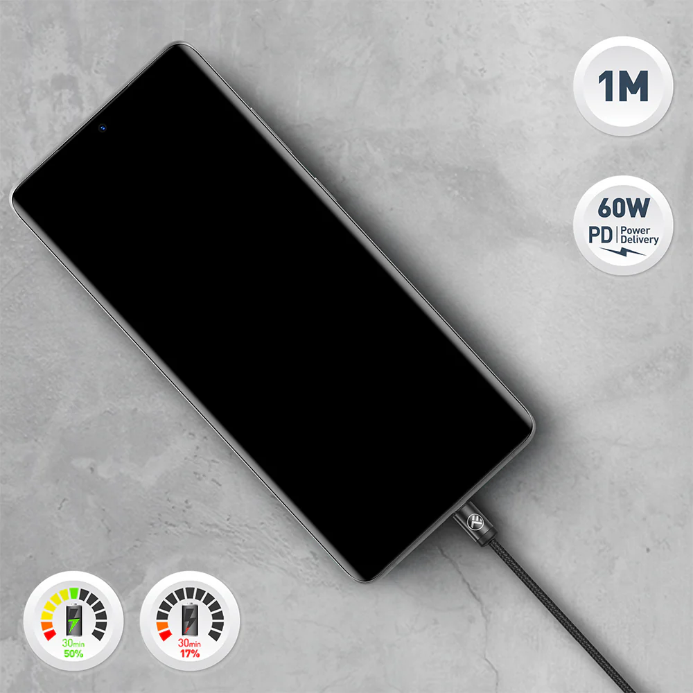 Tellur Minimalist USB-C to USB-C Cable 3A 1m Black