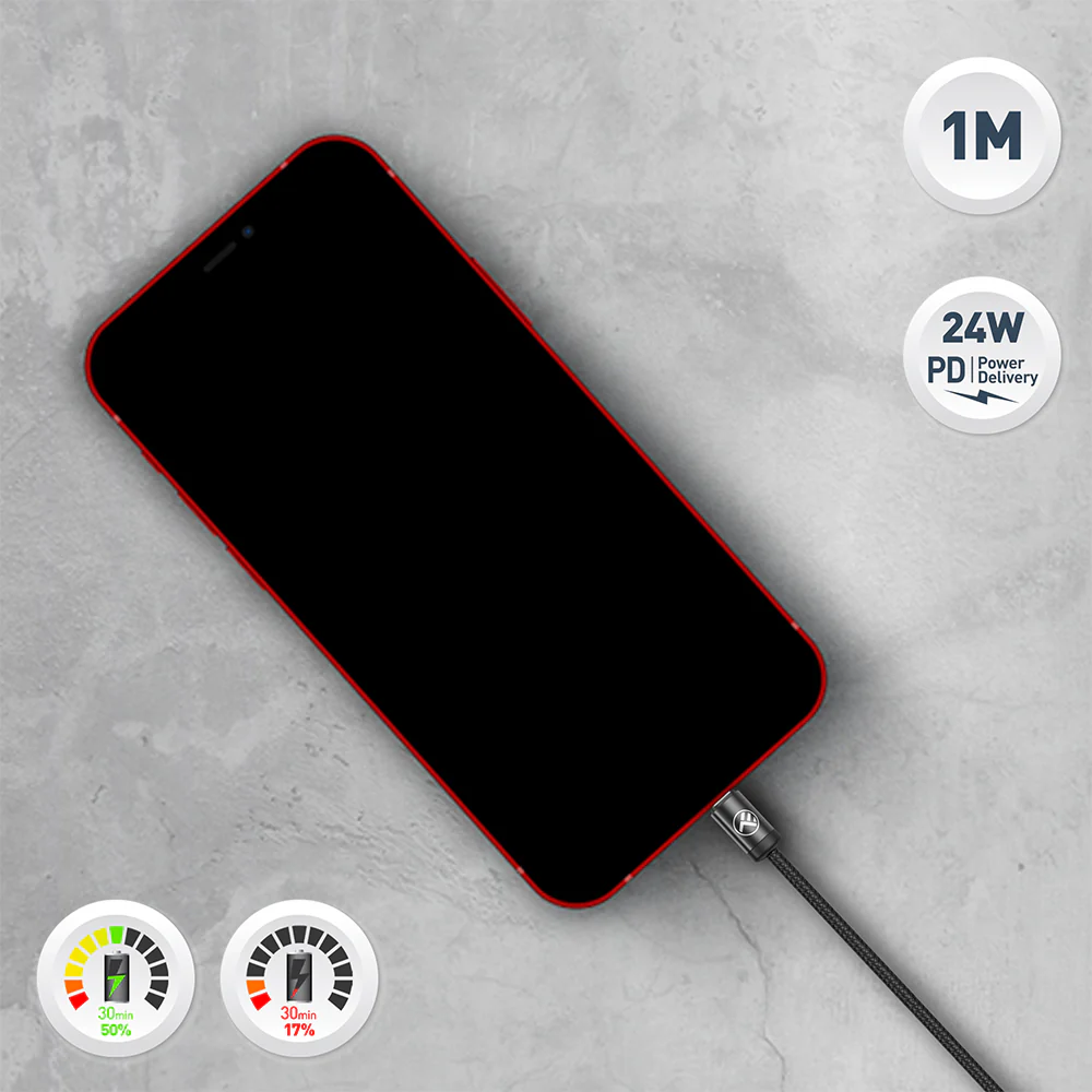 Tellur Minimalist USB-C to Lightning  Cable 3A 1m PD27W Black