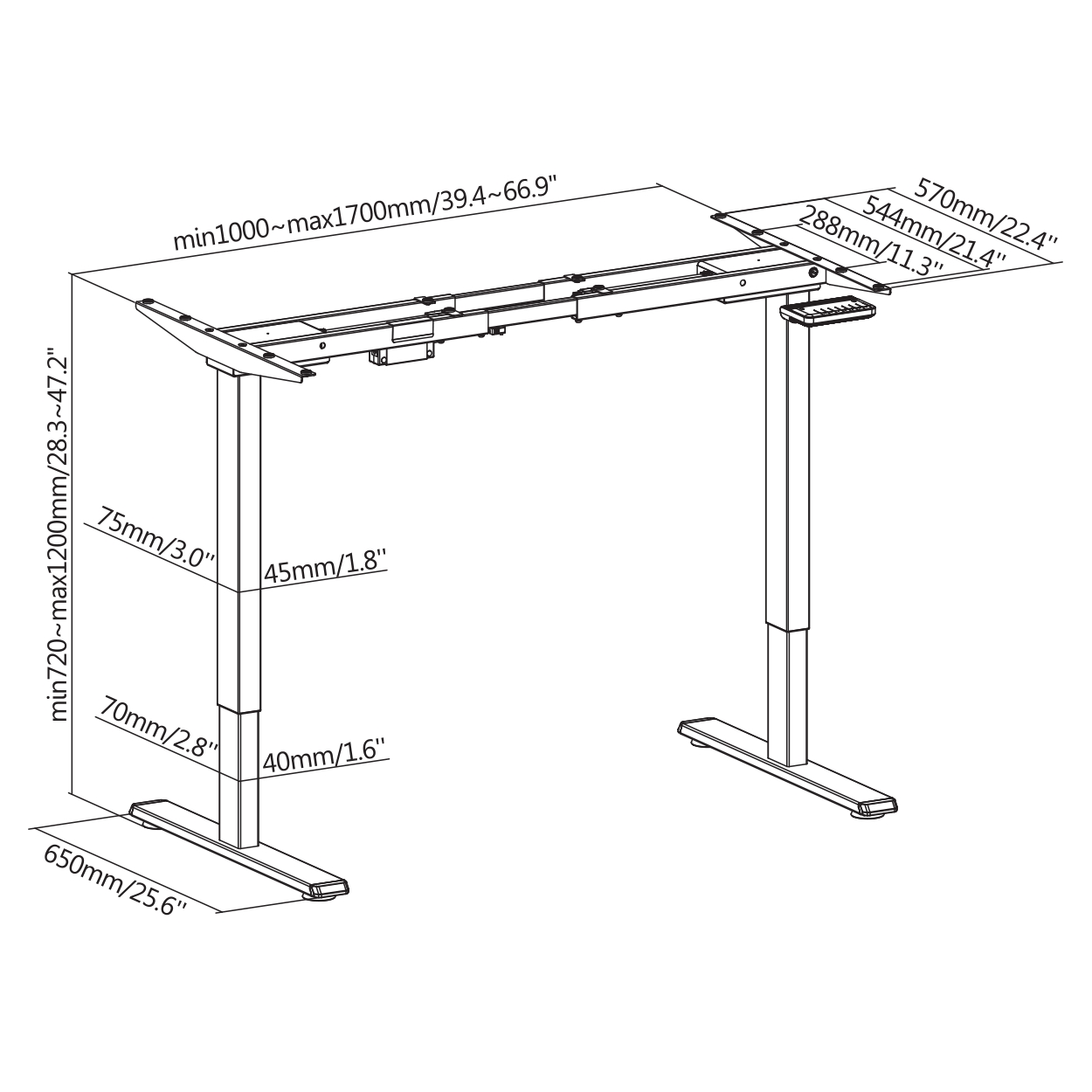 Sbox MD-822 Desk Legs, 2 motors