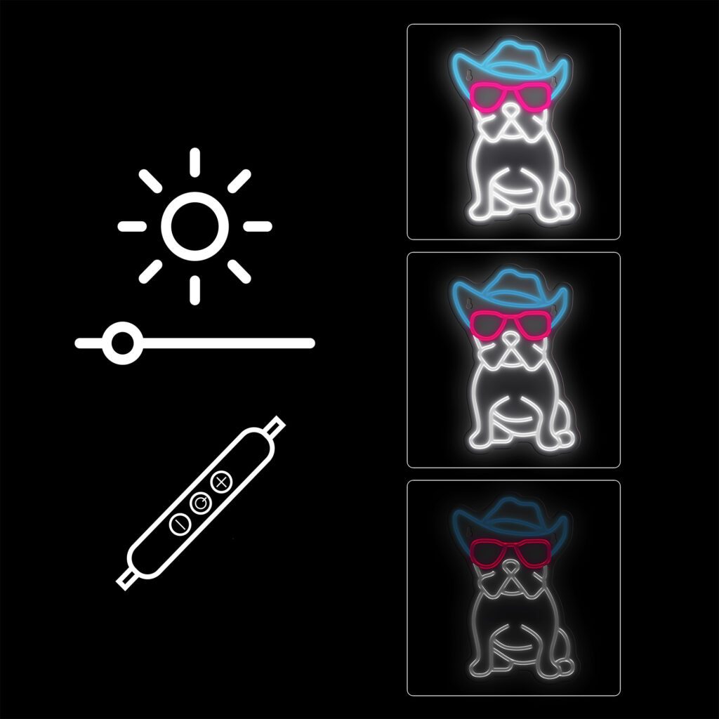 Manta SNL114MT Style Neon Lights Bulldog Dog With Glasses