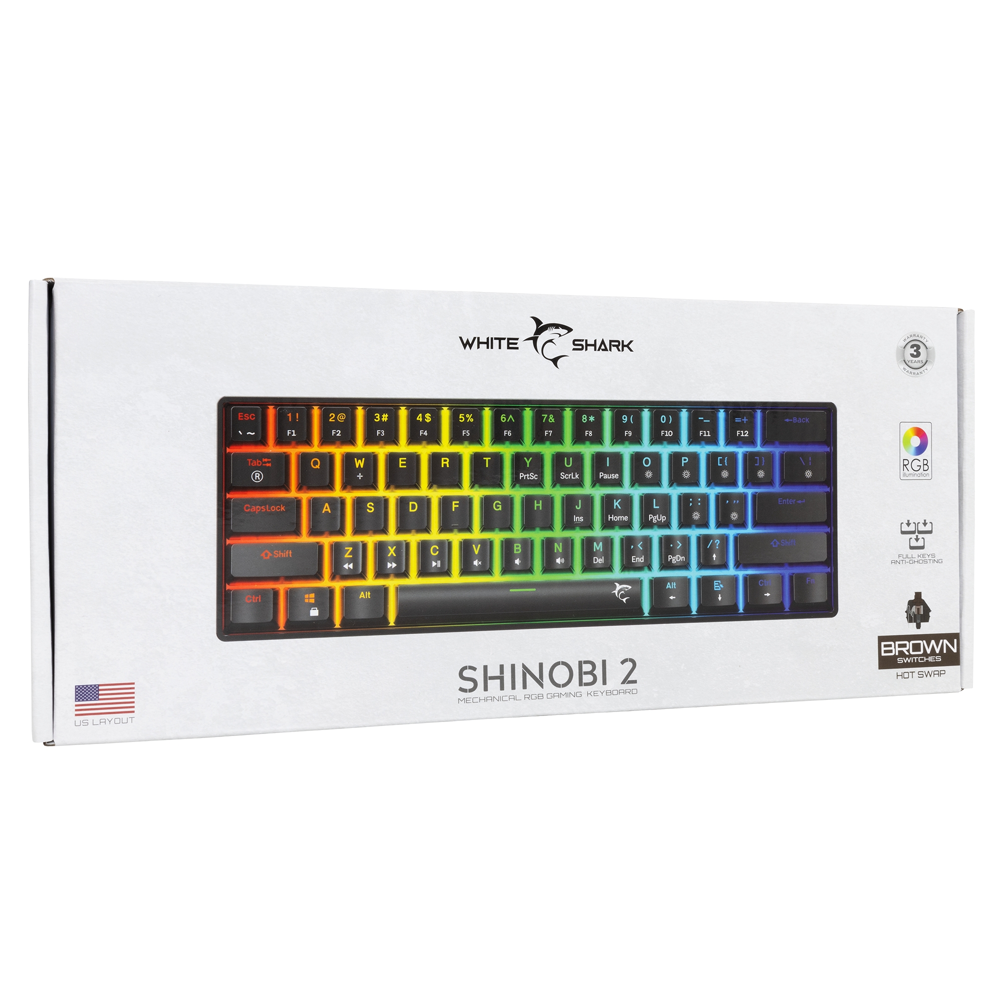 White Shark GK-004131 Shinobi-2 Brown switch, Black US