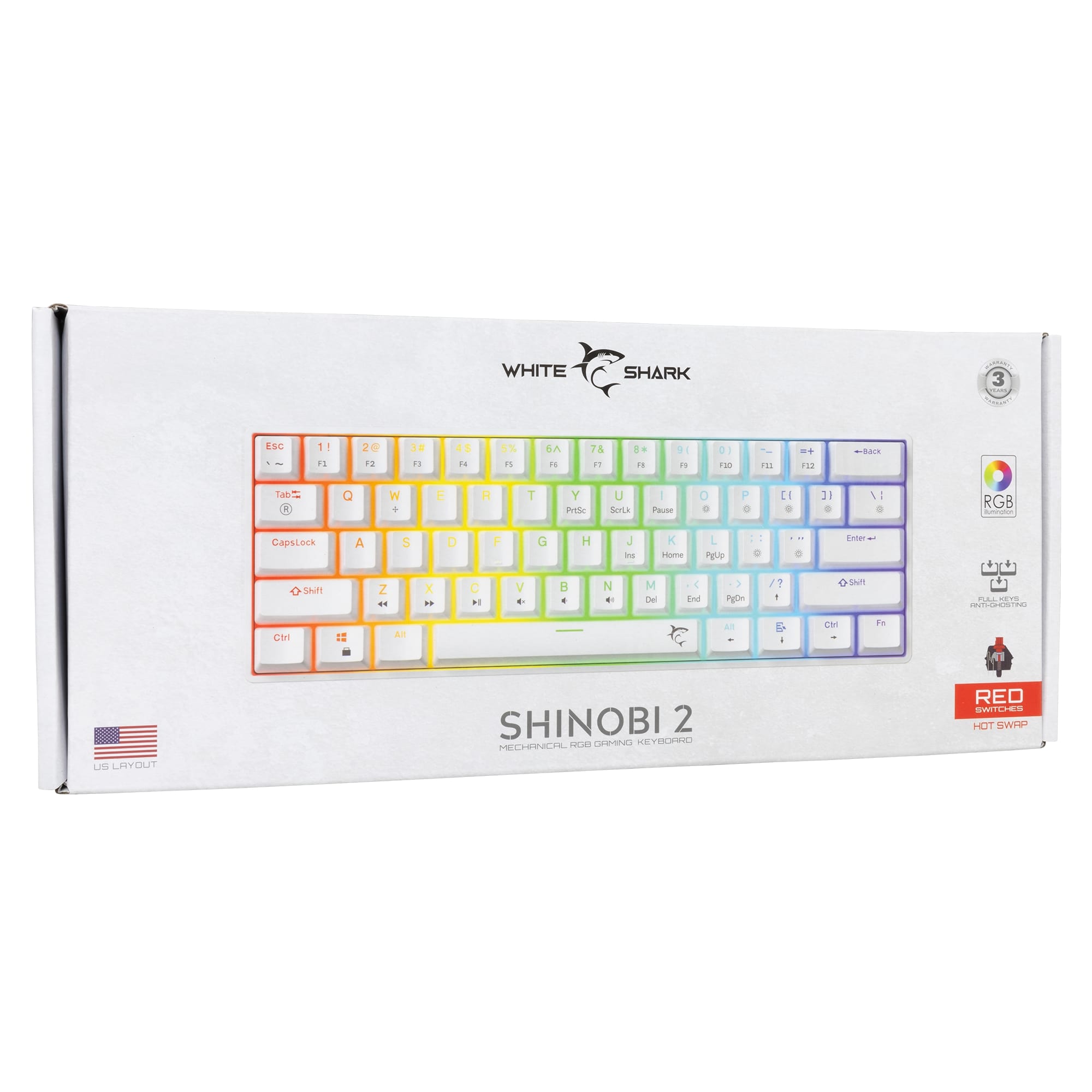 White Shark GK-004211 Shinobi-2 Red Switch, White US