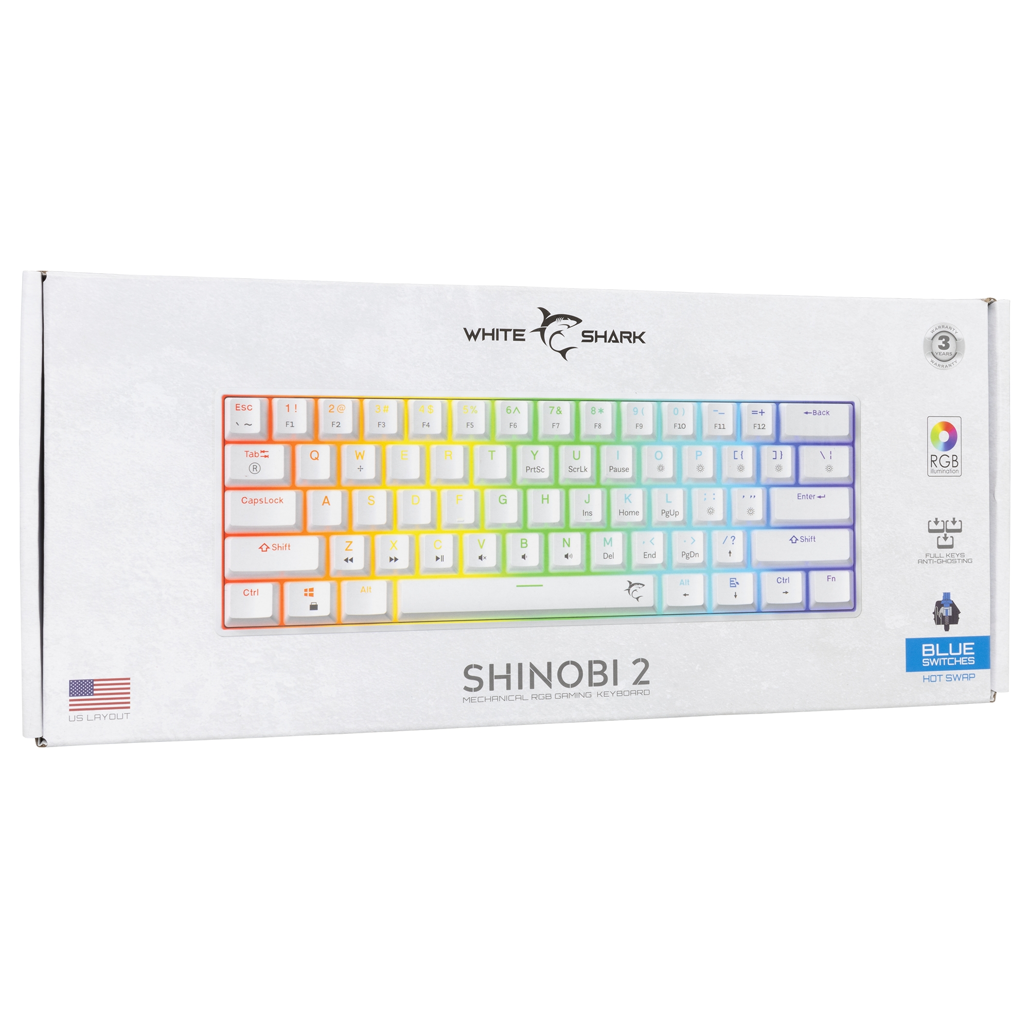 White Shark GK-004221 Shinobi-2  Blue switch, White US